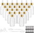 PrettyCare 1oz Glass Dropper Bottle Set of 24, Thick Rose Frosted Glass Bottles Empty with Leakproof Caps, Labels, Funnels - 30ml Eye Dropper Bottles for Storage, Travel, Essential Oils, Tincture