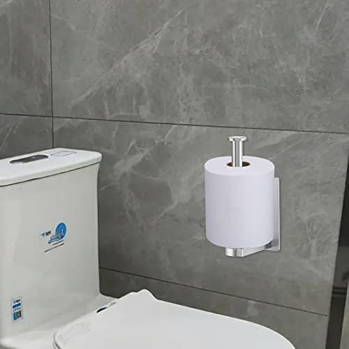 EMPAVA Self Adhesive Toilet Paper Holder - SUS304 Stainless Steel Rustproof No Drilling Paper Roll Holder Stick on Wall for Bathroom, Kitchen, Washroom, Silver