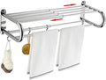 BESy Adjustable Bathroom Towel Rack with Shelf, Towel Bar, Chrome