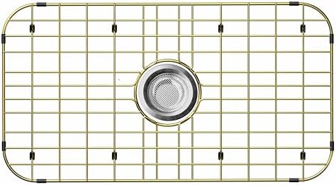 Sink Protector Sink Rack,Large Gold Kitchen Sink Grate,26" X 14" Centered Drain with Corner Radius,Sink Bottom Grid for Kitchen, 304 Stainless Steel Rust Resistant