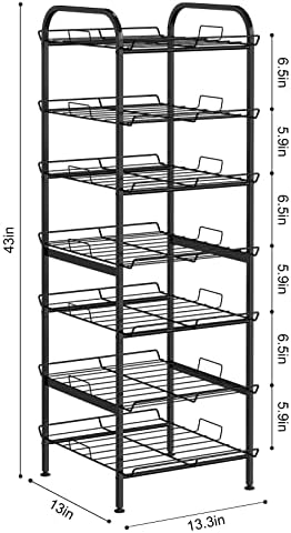 BTY Water Bottle Organizer 7 Tier Freestanding Water Bottle Storage Organizer Metal Bottle Rack Holder Stand Shelf for Kitchen Pantry Food Storage (Black)