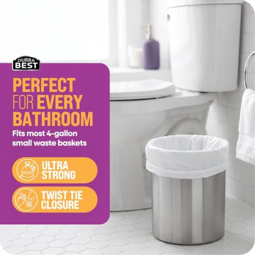 h Bags with Twist Ties, 60 Count, 17" x 18", 0.5 Mil, Leak-Resistant Garbage Bags for Bathroom, Bedroom, Office & Small Waste Baskets