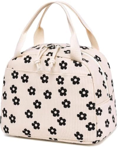 Bluboon Lunch Bag for Women Men Cute Corduroy Lunch Tote Bags Reusable Insulated Lunch Box Large Capacity Reusable Insulated Cooler for Work Picnic or Travel