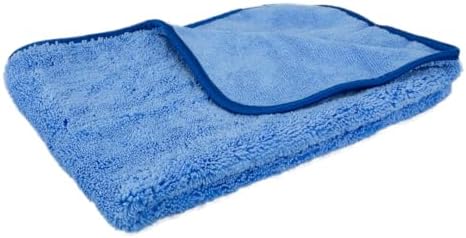 Maxshine 12 Pack Microfiber Towel - Zero Crazy Edgeless (380GSM), Blue with Black Border, 16”x24” - Professional Rinse-Free, Scratch-Free Drying Towels for Cars - Car Detailing