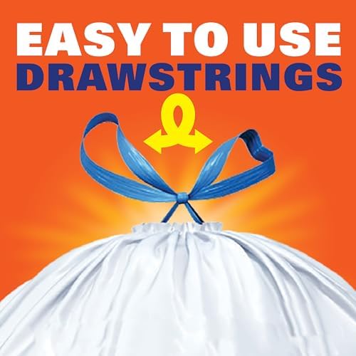 Hefty Strong 13G Tall Kitchen Trash Bags, White, Unscented, 90ct
