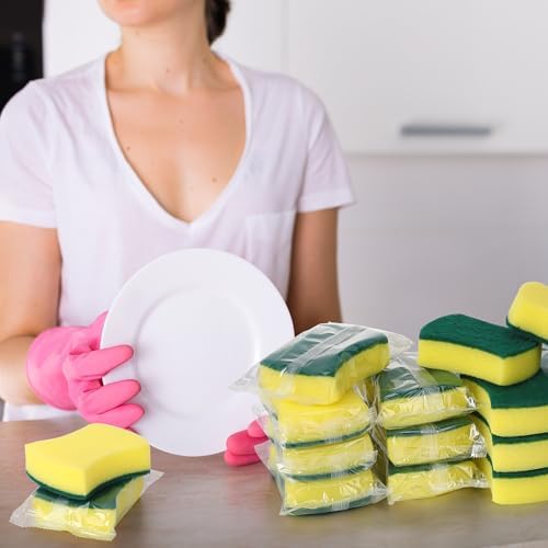 100 Pcs Individually Wrapped Sponges Uncompressed Green