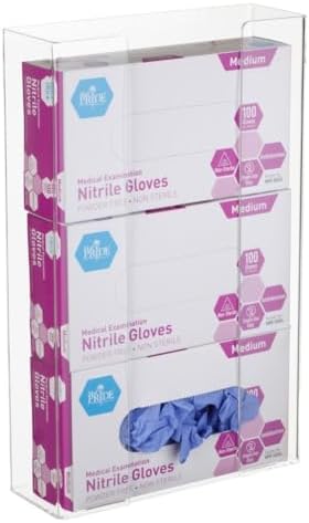 AdirMed VivaEssentials Triple Glove Box Holder, Wall Mount or Free Standing Clear Acrylic Glove Holder