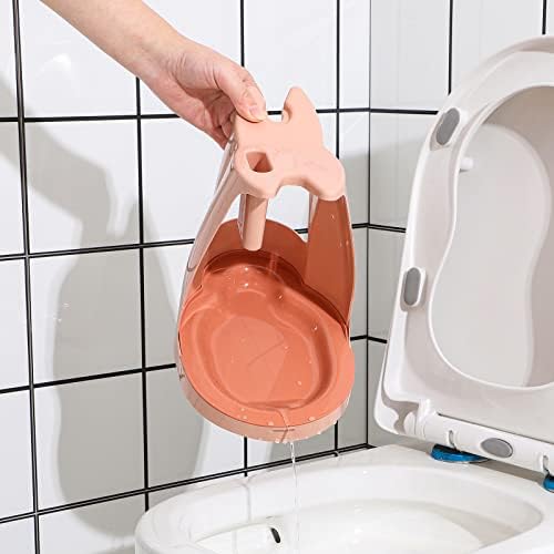 3 in 1 Hidden Bathroom Plunger and Brush Set with Holder,Pink Flange Plunger Combo and Angled Toilet Bowl Brush with Caddy,Deep Clean Bathroom Accessory Sets for Camper,Rv,Apartment,New Home,Set of 1