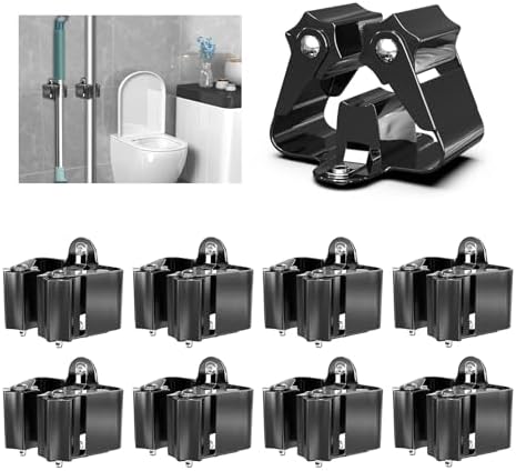 3-H Broom Holder Wall Mount 8 Pack, Stainless Steel Mop Hanger with Screws