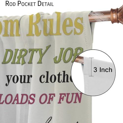 JESTRONRY Laundry Room Theme Curtains, Wash Dry Fold Repeat Print Fabric Window Treatments Kitchen Bathroom Curtain, Home Decor Rod Pocket Window Drapes 72x63 Inch Blackout