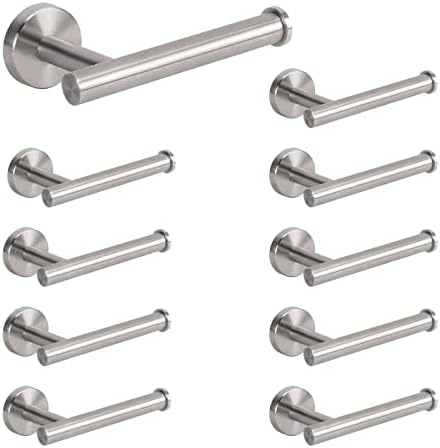 NearMoon Bathroom Toilet Paper Holder, Premium SUS304 Stainless Steel Rustproof Wall Mounted Toilet Roll Holder for Bathroom, Kitchen (10 Pack, Brushed Nickel)