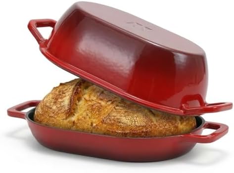 Northriver Casting Enameled Cast Iron Oval Dutch Oven for Bread Baking，12"x8" Bread Pot with Lid，Ideal for Sourdough, Artisan Loaves & Family Meals，5 Qt