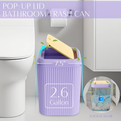 17PCS Bathroom Accessories Set, Purple Bathroom Set Bathroom Accessories Set with Trash Can, Toilet Brush, Toothbrush Holder, Qtip Holder & 3PCS Soap Dispenser