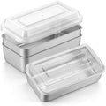 LIANYU 9 x 5 Inch Loaf Pan with Lid, Stainless Steel Bread Pan, Set of 3