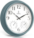 Large Outdoor Patio Clock - Waterproof Thermometer Combo, 18 Inch, Teal