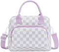 Lunch Bag Women Lunch Box for Women Adult Cute Insulated Lunch Bag Lager Cooler Lunch Tote Bags for Work Picnic (Beige-Purple Plaid)