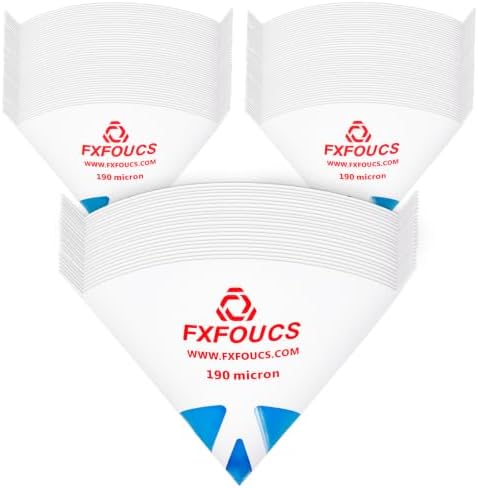FXFOUCS 500 Pack of Premium Paint Strainers with 190 Micron Fine Mesh Filters - 3D Printing Ultra-Flow Blue Nylon Cone Strainers for Paint and Fluid Filtration