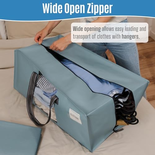 VENO Heavy Duty Moving Bags, Storage Bags, Clear Window, Light Blue, 6 Pack