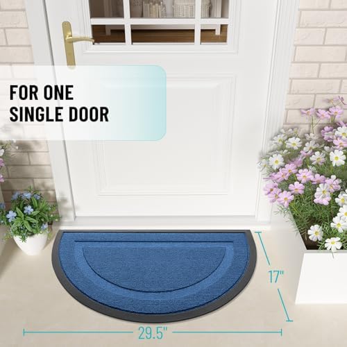 OLANLY Half Circle Front Door Mat Outside 29.5x17 All-Season Rubber Doormat