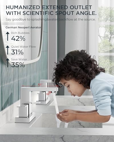 FORIOUS 4 in Chrome Bathroom Faucet Centerset with Drain, Commercial Faucet