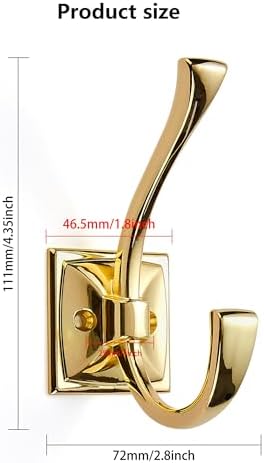 10 Pack Decorative Heavy Duty Towel Hooks for Hanging Robe Double Polished Brass Coat Hooks Wall Mounted with Screws for Key, Towel, Bags, Cup, Hat