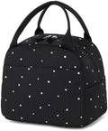 Bluboon Lunch Box for Women Cute Lunch Bag Reusable Insulated Lunch Bags Large Capacity Lunchbox Cooler for Work Picnic or Travel Gifts (Polka Dot Black, 10 x 7.5 x 8 inches)
