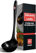 DI ORO Silicone Ladle - Soup & Serving, 600F Heat Resistant, Black