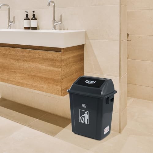 6 Gallon Plastic Swing Top Garbage Can, 4 Pack Kitchen Trash Bins with Swing Lid, Gray