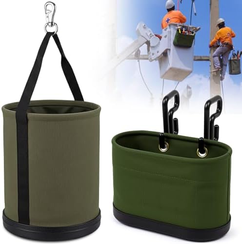 2 Pack Canvas Bucket & Oval Tool Bag, Army Green
