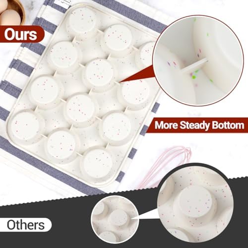 CAKETIME Silicone Muffin Pan, Cupcake Pan 12 Cups Regular Size Muffin Tin Non Stick Muffin Pan for Baking Banana Muffin, Cupcake, Egg Muffin 2 Pack Confetti