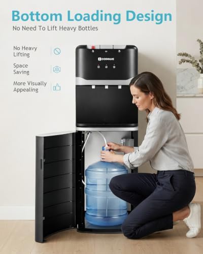 5 Gallon Bottom Loading Water Dispenser w/Hot Cold & Room Temperature Water