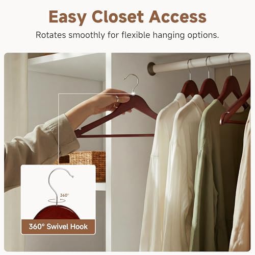 StorageWorks Wooden Coat Hangers, 30 Pack Wood Clothes Hanger for Closet