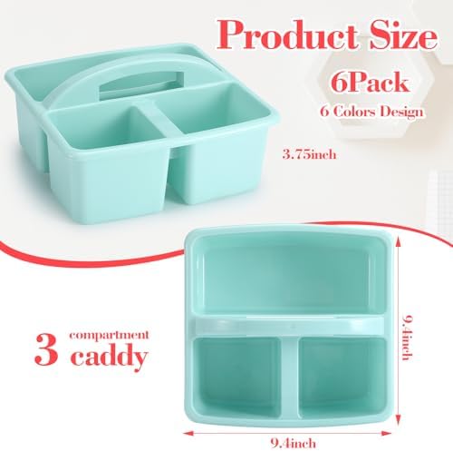 Lineshading 6 Pack 3 Compartment Classroom Table Caddy with Handle Boho