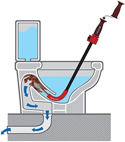 DrainX Toilet Auger 6 Foot | For Use Manually or with Drill, Telescopic for Greater Reach, Closet Auger Toilet Drain Snake, Plastic Guard for Porcelain Protection