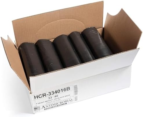 Aluf Plastics 33 Gal Black Trash Bags, 16 Micron (EQ.), 33" x 40"