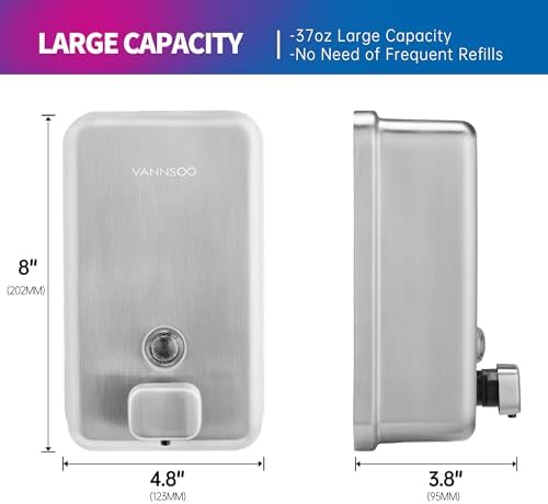 Commercial Soap Dispenser Wall Mount, Stainless Steel, 2 Pack