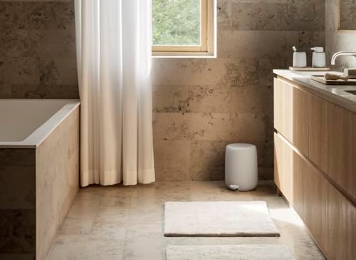 blomus SONO Bathroom Step Wastebasket, Moonbeam (Cream), Modern Design