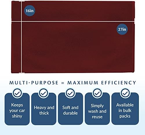100% Cotton Chamois Cleaning Towels, 12 Pack, Burgundy