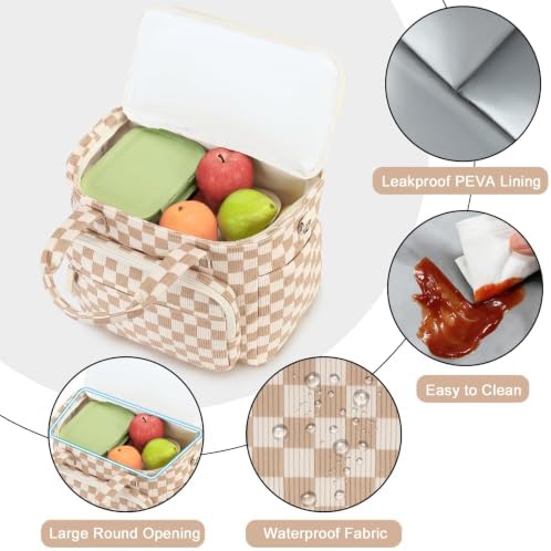 Bluboon Insulated Lunch Box for Work with Cup Holder, Corduroy Lunch Tote