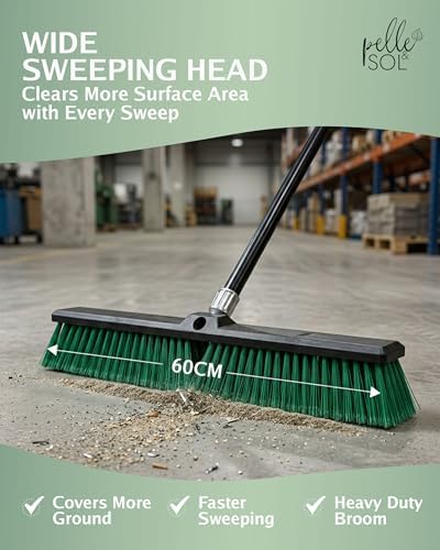 Pelle & Sol 60cm Garden Broom - Yard Brush with Telescopic Handle - Floor Scrubber & Garden Broom for Outdoor Use - Shower Scrubber, Outdoor Broom for Decking, Pathways & Driveways