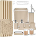 XLHOMO Bathroom Set - Bathroom Sets with Shower Curtain and Rugs, Beige