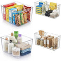 MOONEDGE 4 Pack Clear Plastic Organizer Bins, 2 Large & 2 Small Storage Set