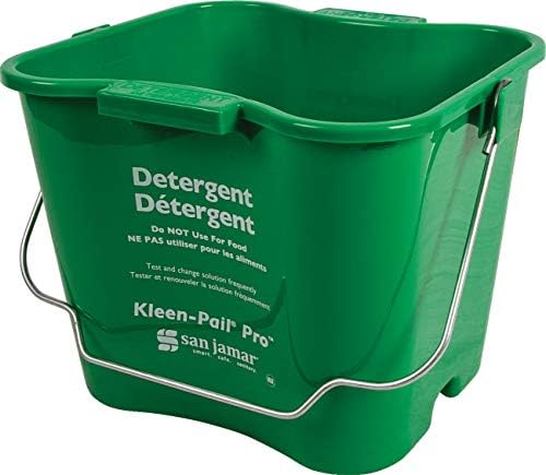 San Jamar Kleen-Pail Pro Detergent Pail Cleaning Bucket with Bail Handle for Cleaning, Kitchens, Restaurants, And Janitorial Use, Plastic, 8 Quarts, Green, (Pack of 12)