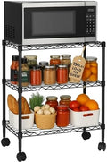 3 Tier Wire Shelving Unit Storage Rack, Metal Heavy Duty Utility Organizers, Organization Units for Metal Shelves, Pantry, Garage, Laundry Racks Durable Shelf Stand, 14"W x 24"L x 30"H, Black