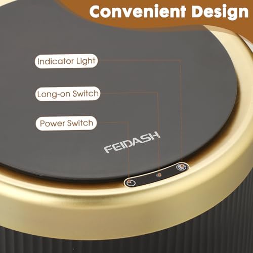 Automatic Bathroom Trash Can with Lid,Small Wastebasket Gold Black