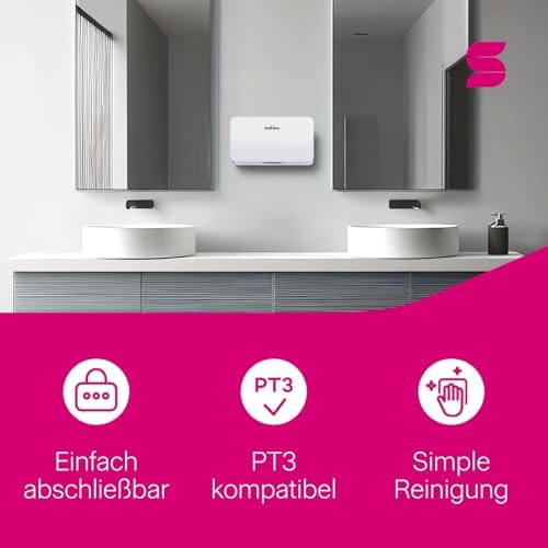 Satino HYGINITY Paper Towel Dispenser for Smaller Washrooms - for V Fold & C Fold Paper Towels - Made in Germany - Towel Dispenser for PT3 & H3 Towel Paper with Level Indicator - White