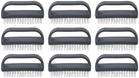 Superio Stiff Nail Brush for Cleaning Fingernails Small Scrub Brush with Handle, Cleaning Brushes for Hands, Toes, and Nails (Black, 9 Pack)