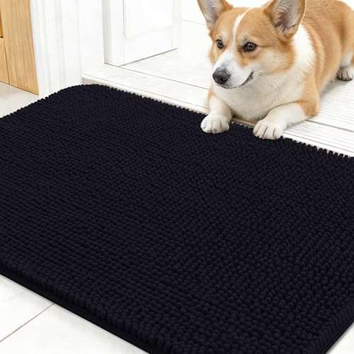 OLANLY Dog Door Mat for Muddy Paws 24x16, Super Absorbent Chenille Mud Mat
