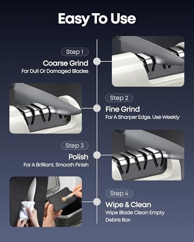 Kitchen Electric Knife Sharpener, 3-Stage 100% Diamond 20° Angle Guide