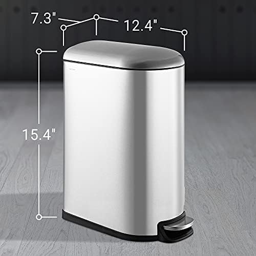 happimess Roland Mini 2.6 Gal Step Trash Can Soft-Close, Platinum Silver